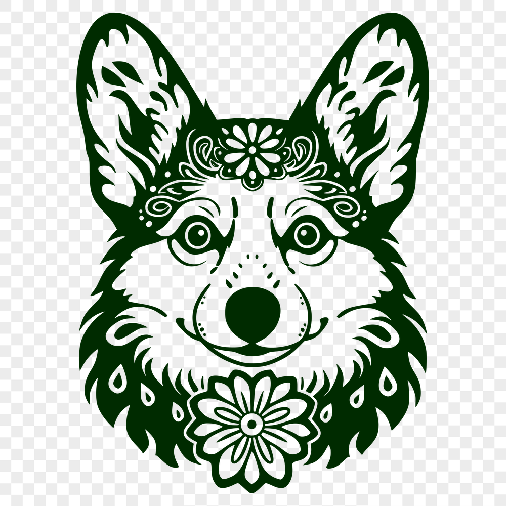 Floral Corgi SVG, PNG, PDF And DXF Files