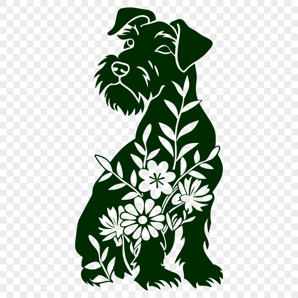 Floral Sitting Dog Digital Art