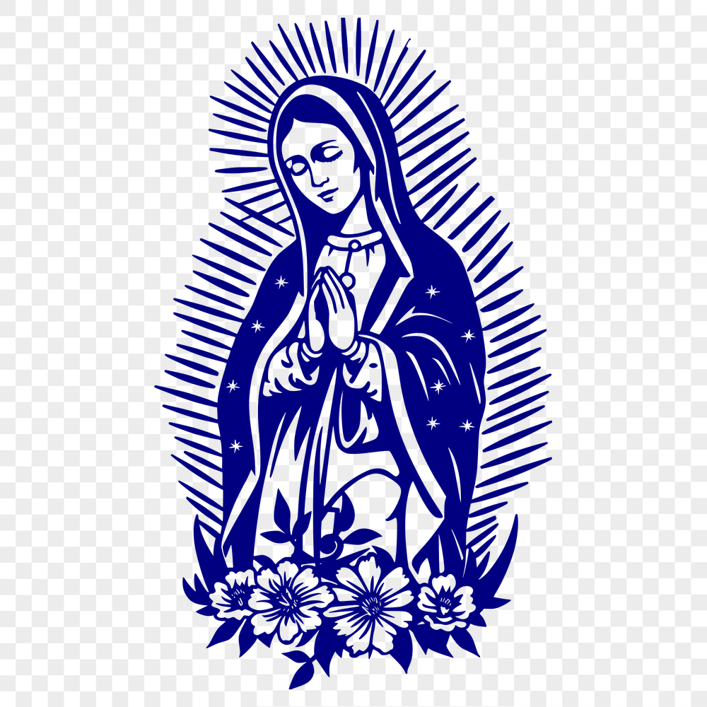 Floral Virgin Mary Digital Artwork