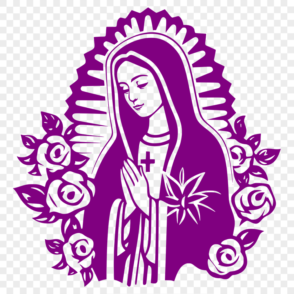 Floral Virgin Mary Artwork