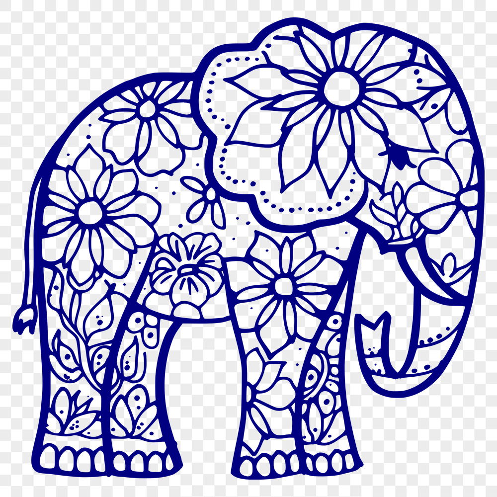 Ornate Standing Elephant Clipart