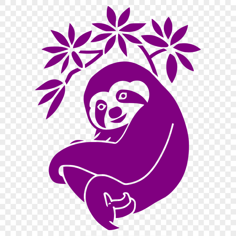 Free Floral Sloth Stencil