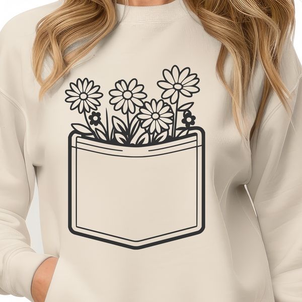 Beautiful Botanical Pocket Illustration An illustration of a floral pocket with intricate designs, suitable for vector art projects.