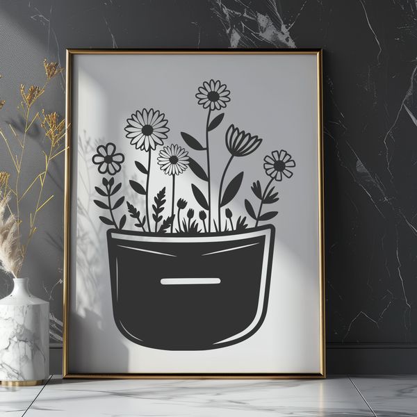 Wild Flower Design for Crafting A digital illustration of a wild flower in a pocket design.
