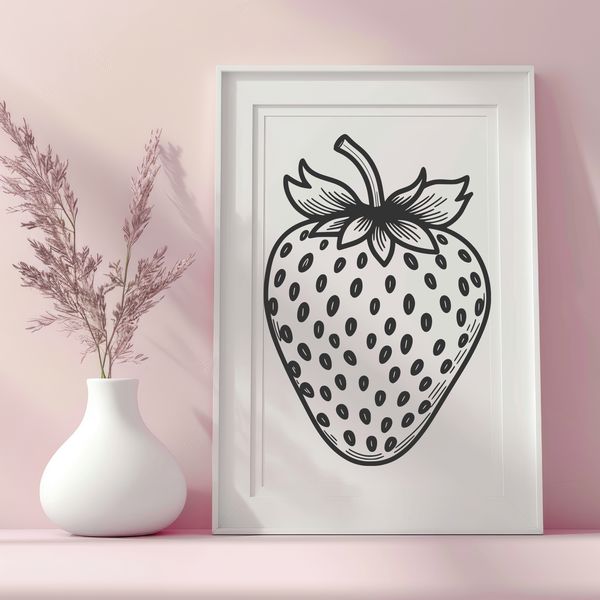 Beautiful Strawberry SVG Graphics A high-quality illustration of a ripe strawberry, suitable for various design applications.