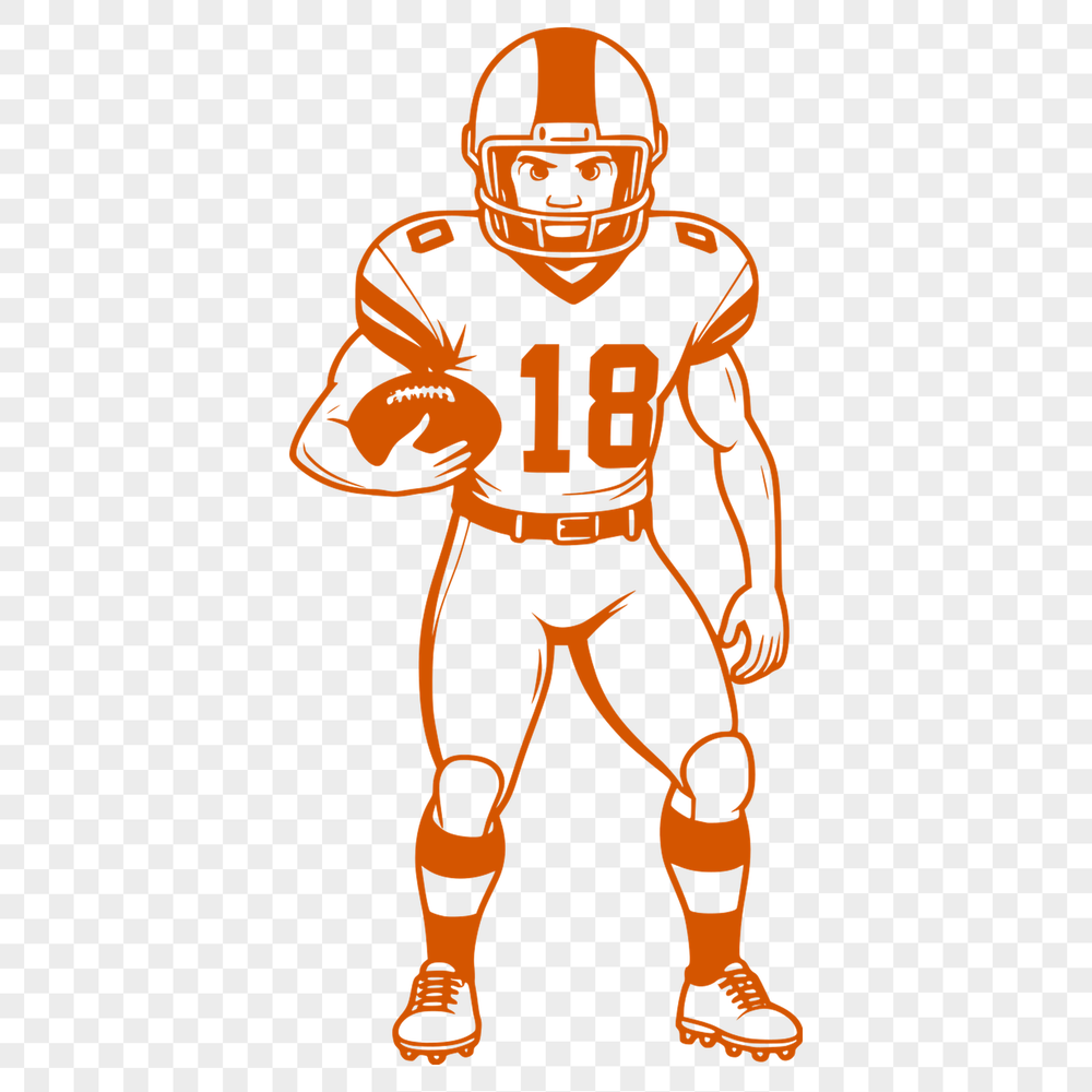 An illustration of a football player wearing a helmet and holding a ball, suitable for vector graphics projects.