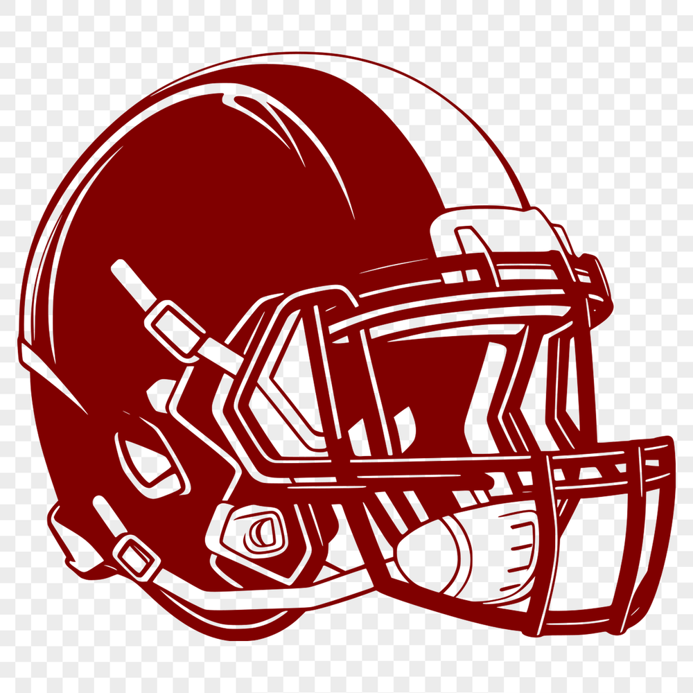 Free Football SVG Illustration An illustration of a football helmet with a football protruding from the face mask.