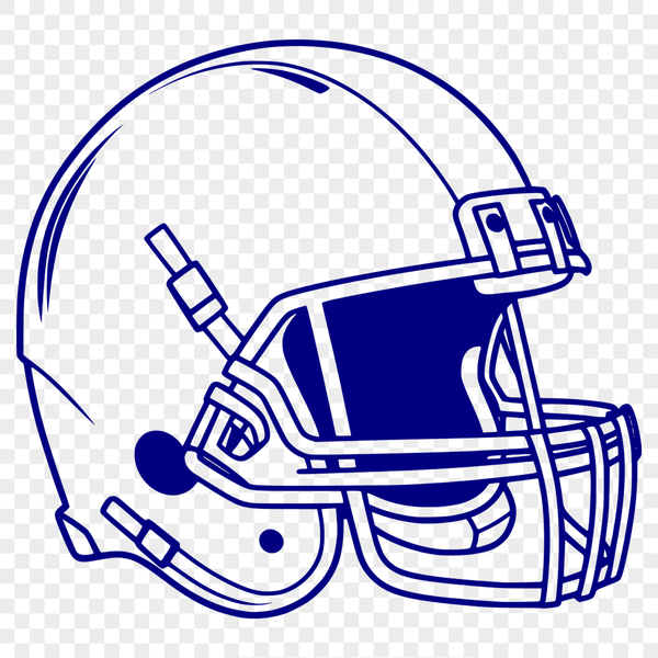 An illustration of a football helmet with a facemask and ear guards, representing the sport of American football.