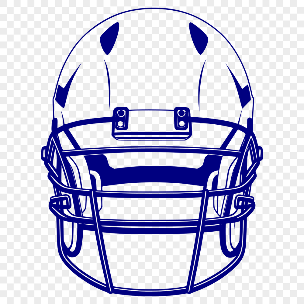 A detailed illustration of a football helmet from the side, with the laces visible and the face mask prominent.