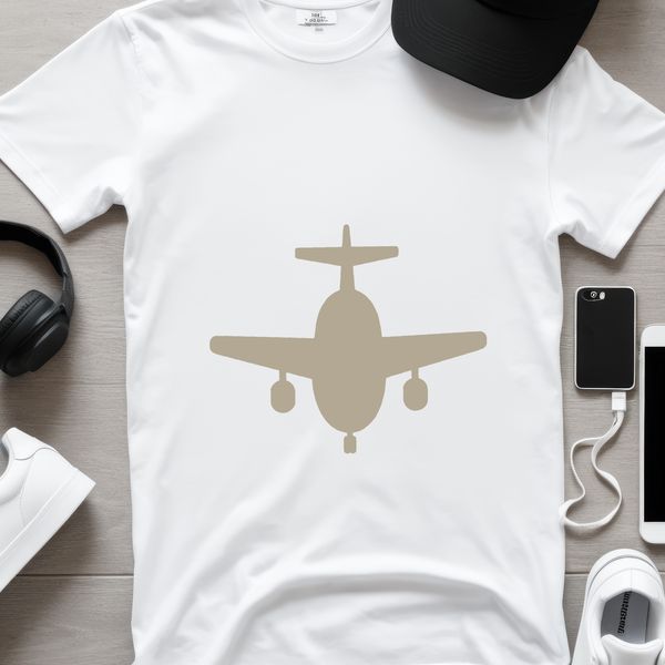 A detailed illustration of an airplane with clean lines and simple shapes.