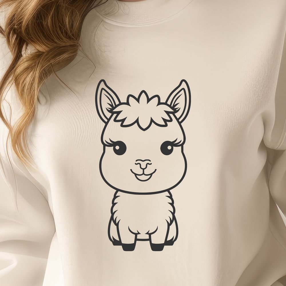 Alpaca Illustration in Neutral Pose An illustration of a South American camelid alpaca in a neutral pose.
