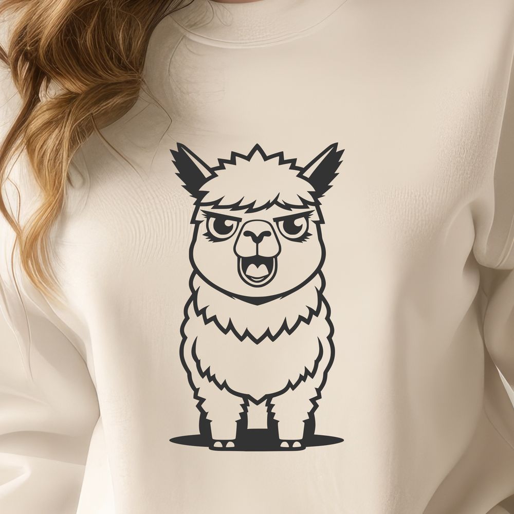 Cute Cartoon Alpaca SVG Graphic Cartoon alpaca graphic designed as a cuttable SVG file.