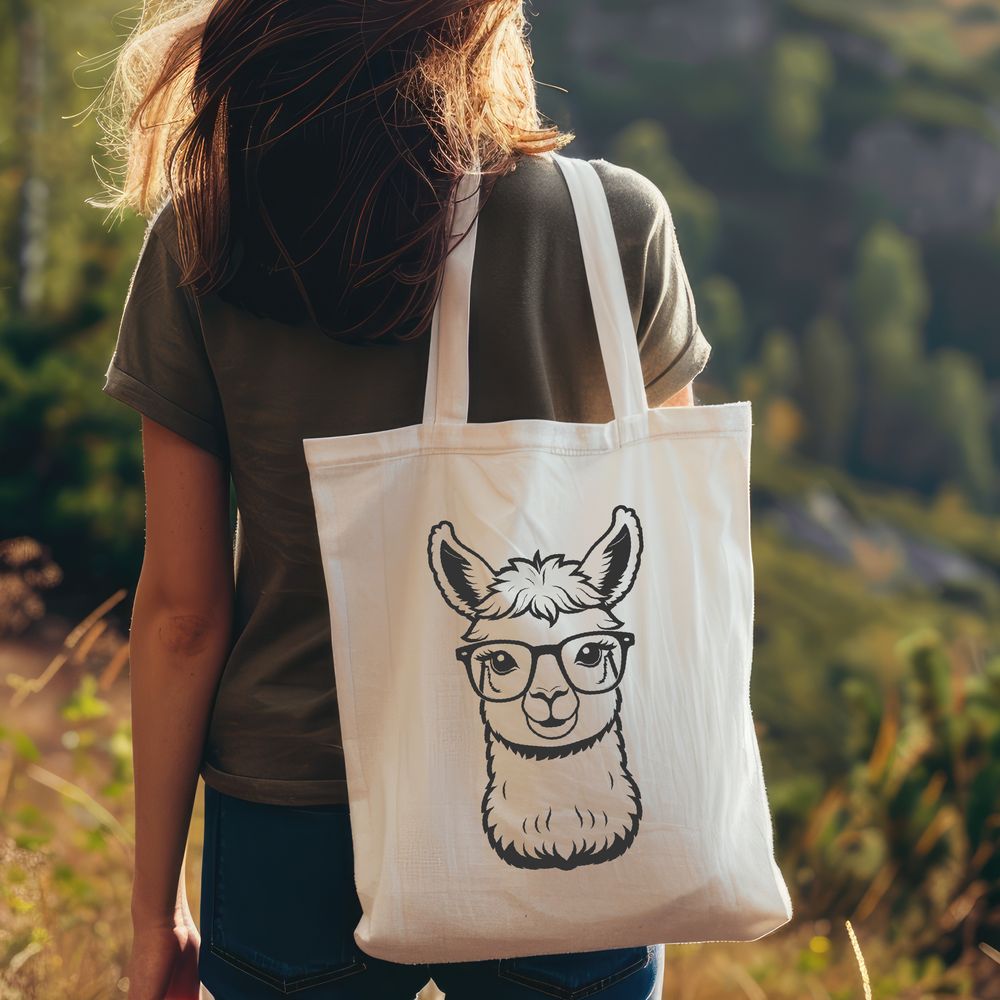 Friendly Alpaca Silhouette A illustration of a friendly alpaca wearing glasses.