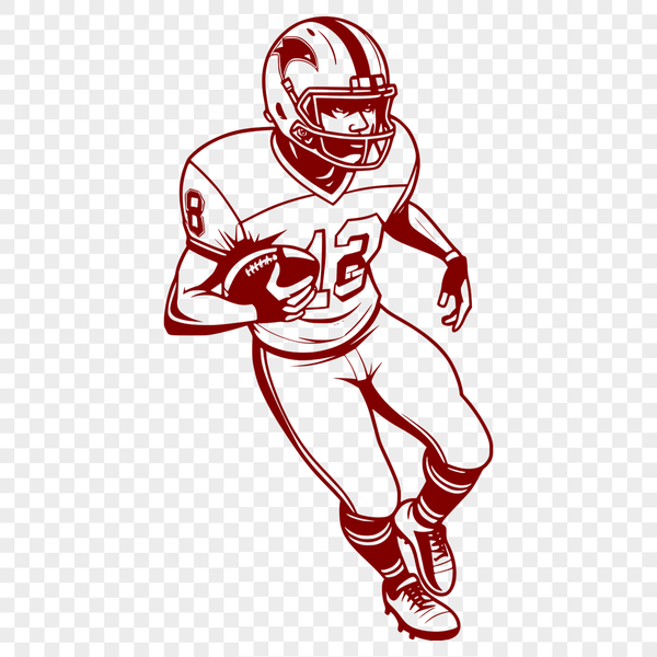 Football Helmet Illustration A close-up illustration of a football player's helmet with laces and face mask, representing the sport of American football.