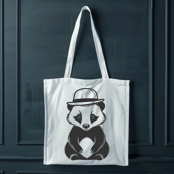 A badger standing on its hind legs wearing a hat.