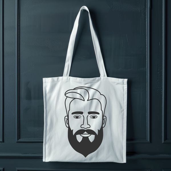 Illustrated Man with Variations A detailed illustration of a man with a beard in various styles.