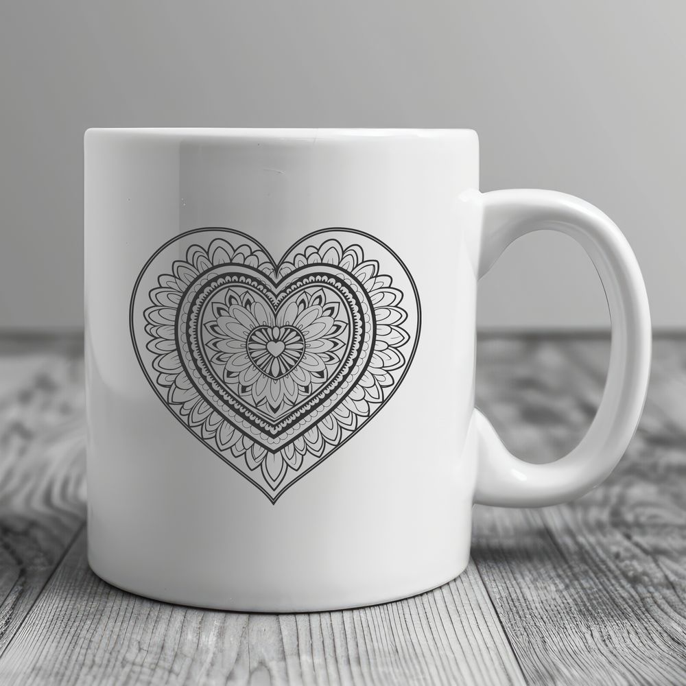 Intricate Mandalas with Love Theme Mandala heart design with intricate patterns and shapes, ideal for vector art projects.
