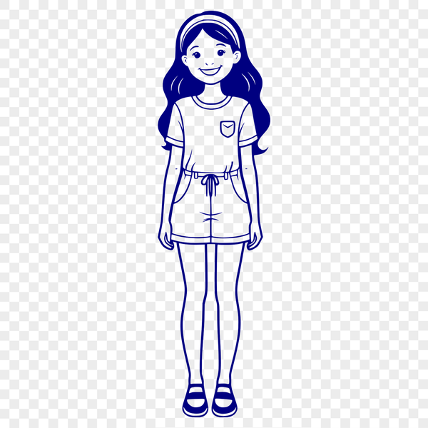 Simple line art SVG design featuring a female character.