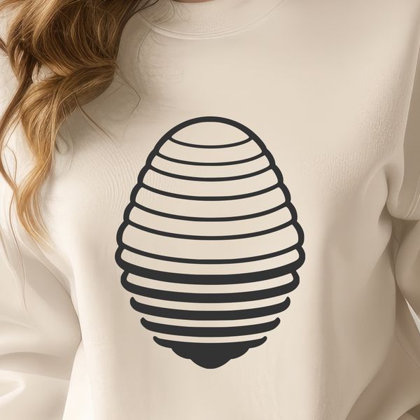 Traditional Beehive Design A detailed illustration of a traditional beehive with intricate details and patterns.