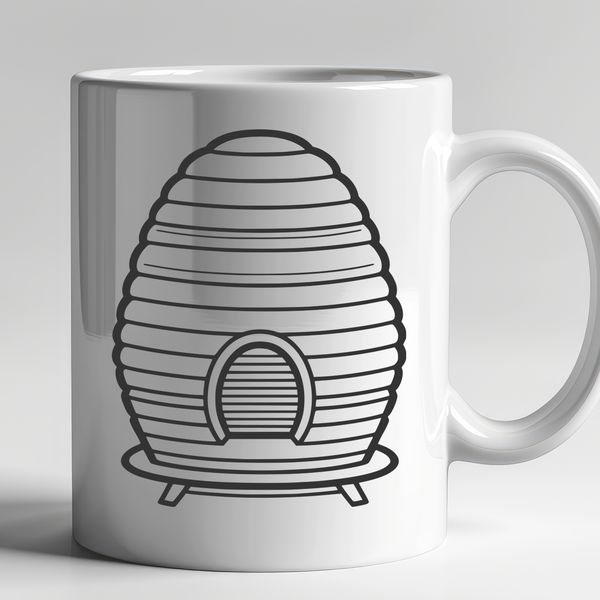 Honeycomb Haven A detailed illustration of a beehive, suitable for digital design and cutting machines.