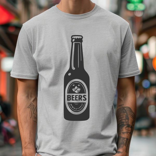 Free Beer Icon A digital illustration of a bottle of beer with label and condensation.