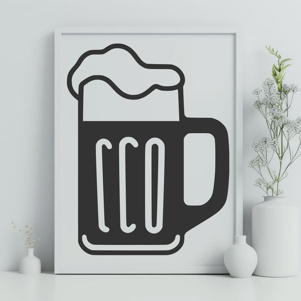Transparent Beer Graphic SVG File A transparent graphic illustration of a glass filled with beer.