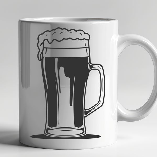 Beautiful Beer Design Illustration A detailed illustration of a glass of beer, suitable for cutting out or editing in design software.