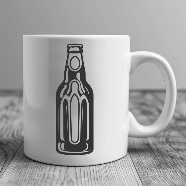 Vector Graphic of a Glass of Beer A graphic illustration of a beer with foamy head and bottle shape.