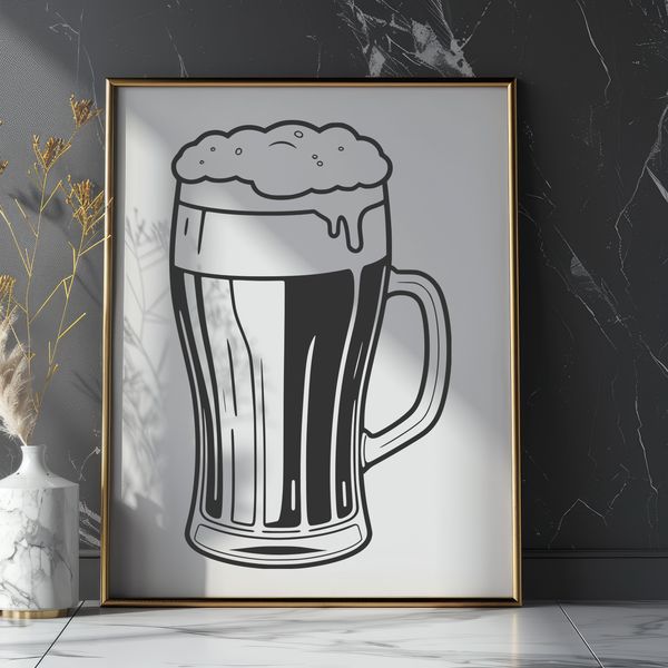 Glass of Beer Clip Art Vector A stylized glass containing a frothy beer, suitable for digital crafting.