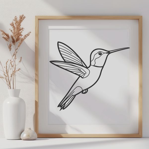 Whimsical Perched Hummingbird SVG Graphic A digital rendering of a hummingbird perched on a branch, created using vector art design software.