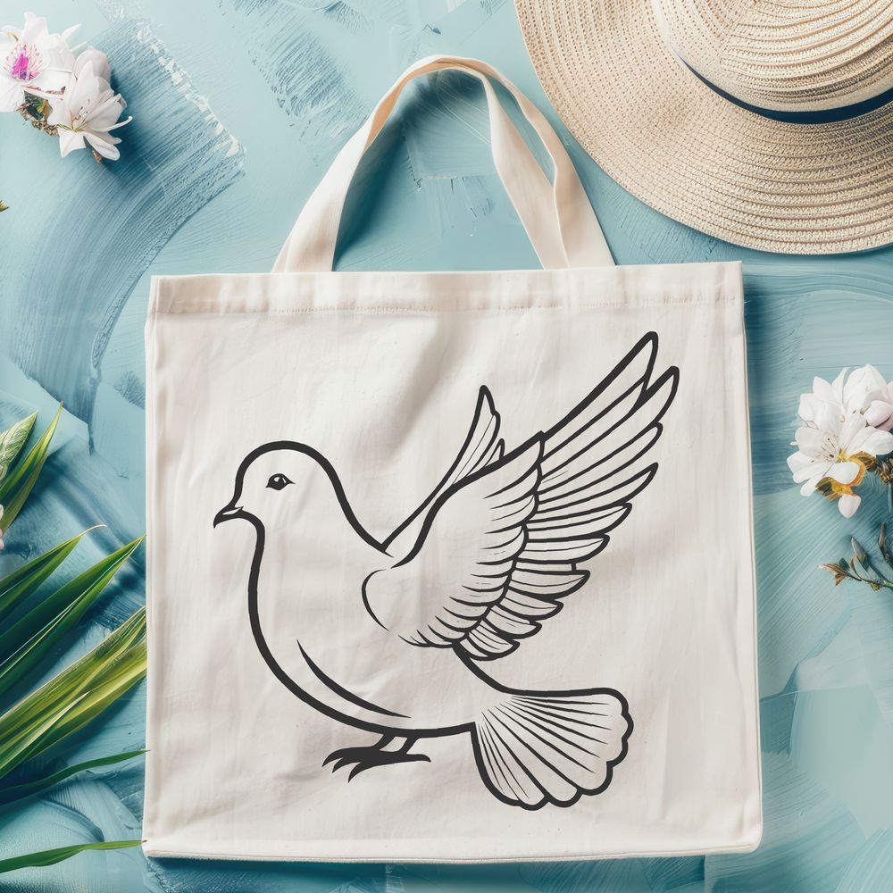 Elegant White Dove Silhouette A white dove perched on a branch, created as a vector art design.