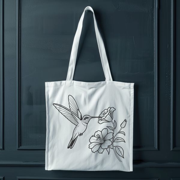 Floral Branch Hummingbird SVG A colorful hummingbird perched on a floral branch, suitable for digital crafts and design.