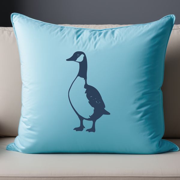 A vector illustration of a white goose standing on grass.