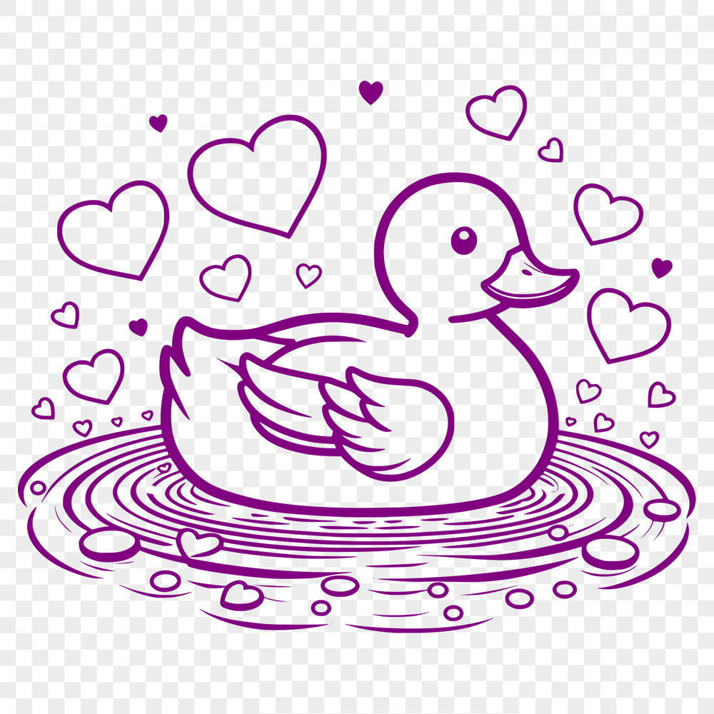 Love Heart Duck Clip Art Vector A vector illustration of a duck with love hearts, suitable for various digital designs.
