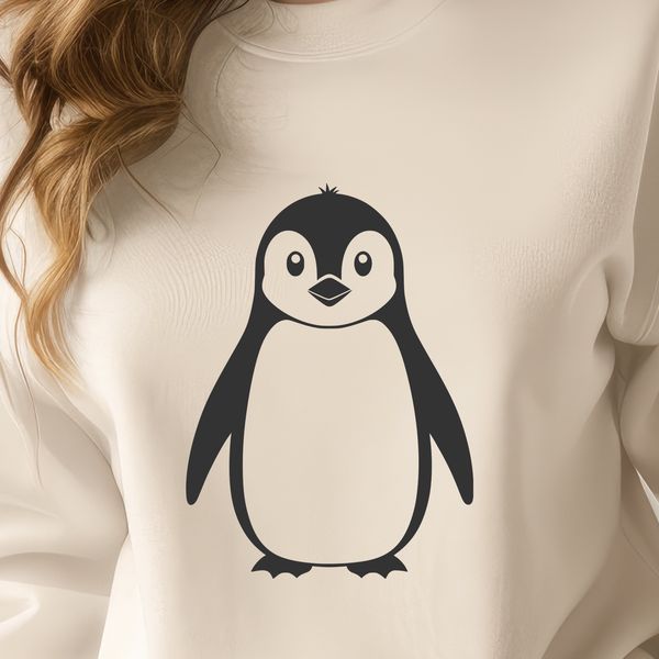 Ice-Waddling Penguin Graphic A simple illustration of an adult penguin waddling on ice.