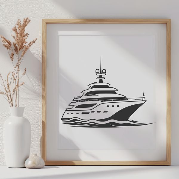 Simplified Vector Boat Design A simplified illustration of a boat in vector format, suitable for various digital applications.