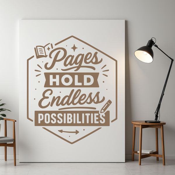 A vector illustration of a person reading a book with inspirational quotes in the background.