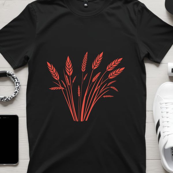 Free Downloadable Wheat Graphic A vector illustration of a stalk of wheat with leaves and grain.