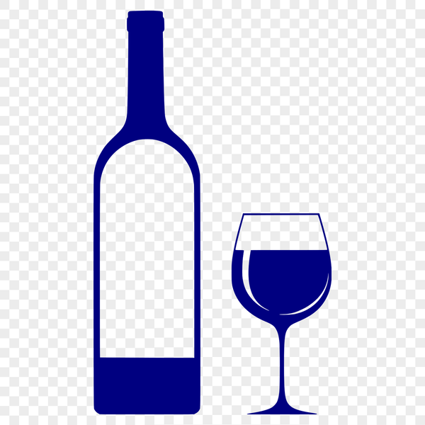A digital representation of a wine bottle in a glass.