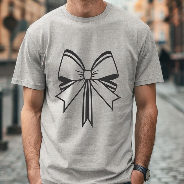 Tied Ribbon Gift Bow Illustration A decorative bow with tied ribbon ends, suitable for crafting and design projects.
