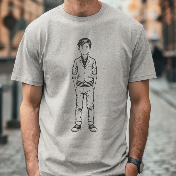 Simple Boy Outline Image A young boy depicted in a simple vector style suitable for various design applications.