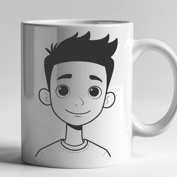 Child Portrait Vector Graphic A simple illustration of a young boy, suitable for vector design and cutting machine projects.