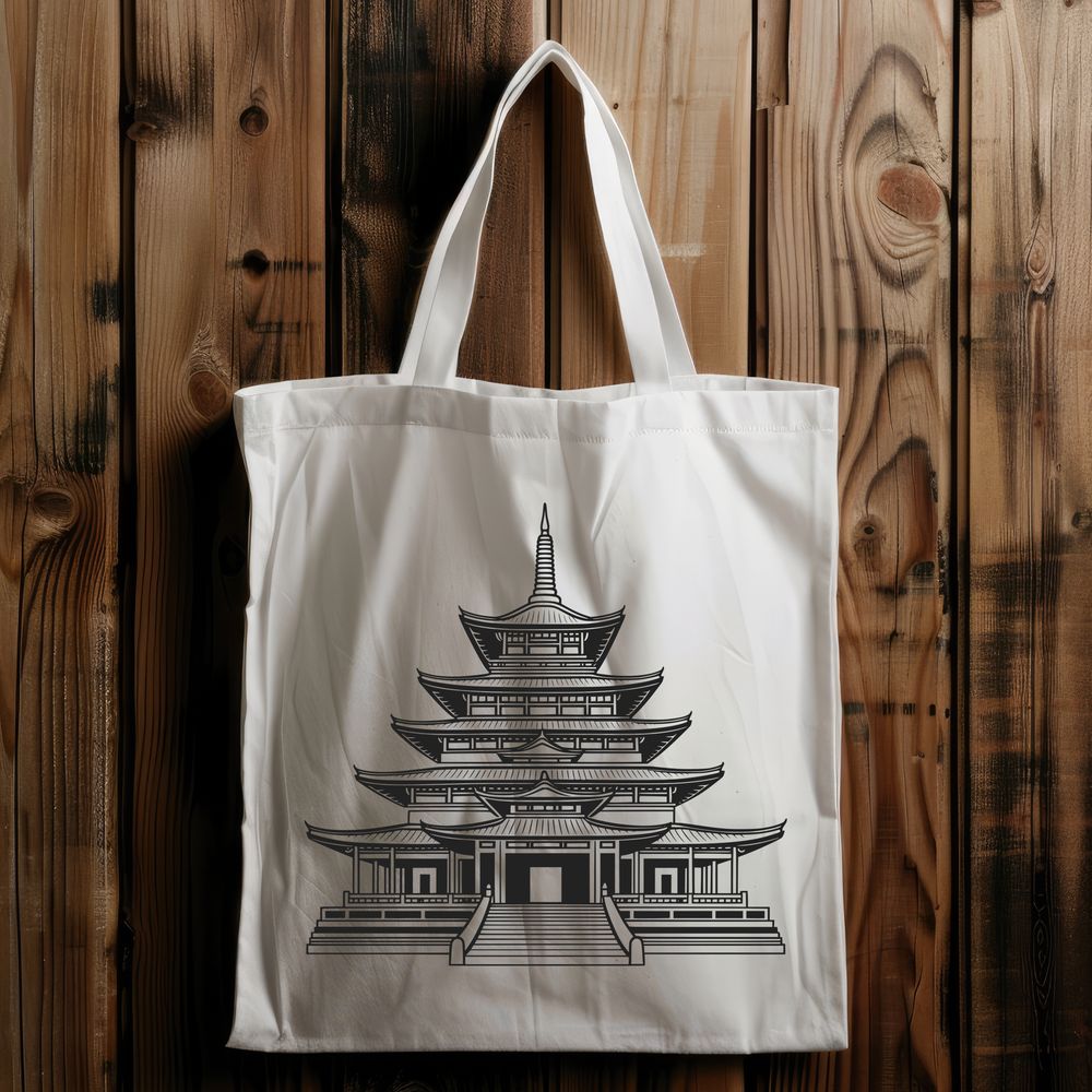 Illustration of a Spiritual Sacred Place Detailed illustration of a traditional Buddhist temple with intricate architecture.