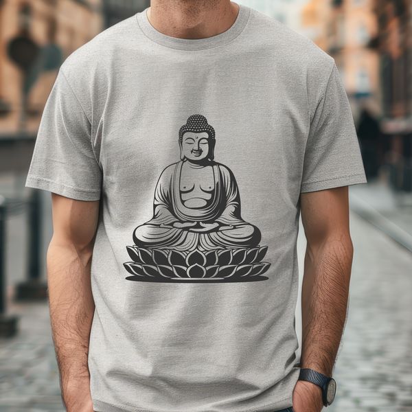 Traditional Buddhist Iconography in Digital Form A digital rendering of the Buddha in a traditional Buddhist pose.