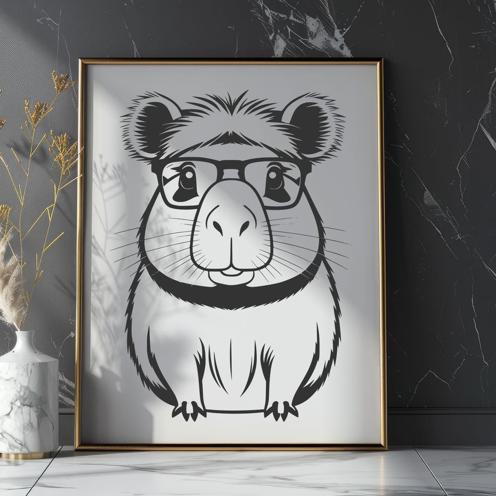 Rodent in Spectacles A South American rodent, the capybara, depicted wearing glasses in a digital vector format.