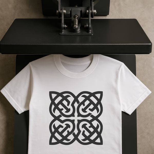 Ornate Celtic knotwork design featuring intricate shapes and patterns.