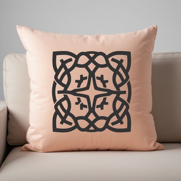An ornate pattern featuring Celtic-inspired shapes and embellishments.