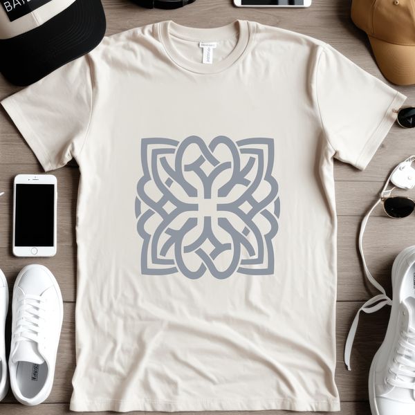 A Celtic-inspired ornate pattern featuring intricate shapes and embellishments.