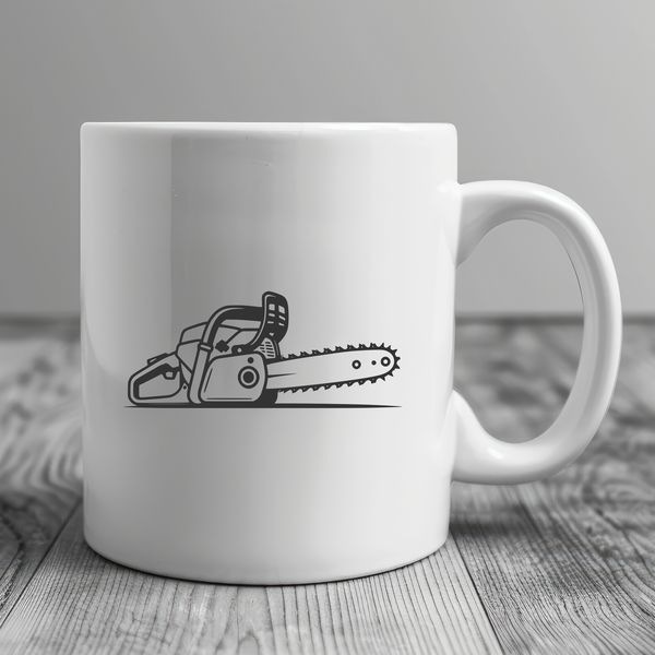 Chainsaw Vector Graphic Design A digital illustration of a chainsaw tool with a cutting blade.