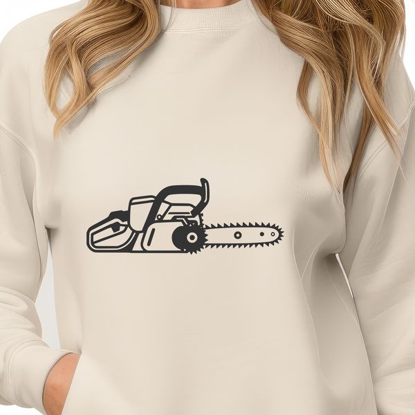 Vector Chainsaw Art Design A detailed illustration of a chainsaw, suitable for vector art and graphic design projects.